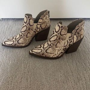 Vince Camuto snake skin booties
